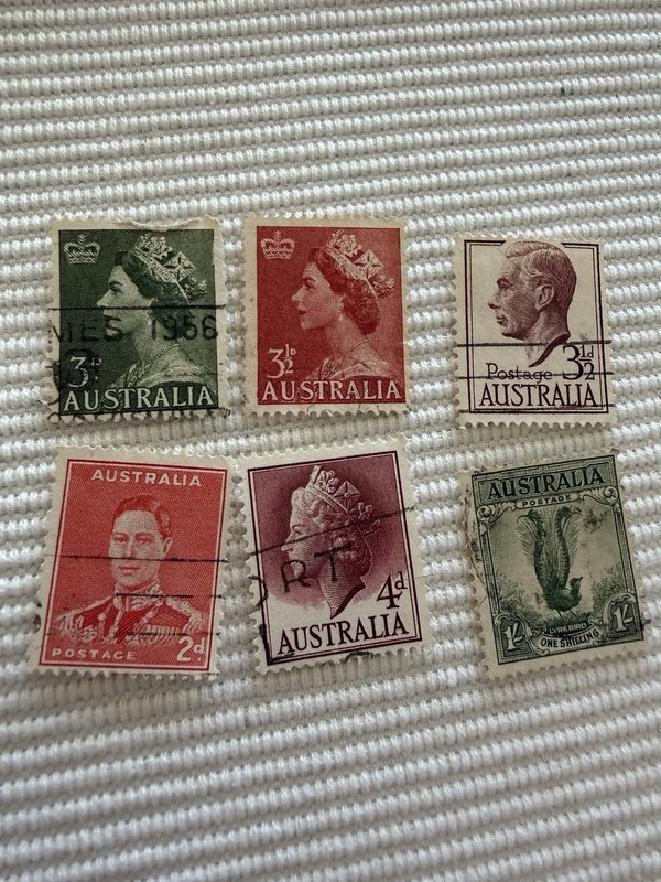 Vintage Australian Stamp Lot Small Including Lyrebird & Royal Portrait Issues