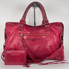 BALENCIAGA The City bag 2way Handbag Red Leather 115748 Y2K Vintage Auth JAPAN