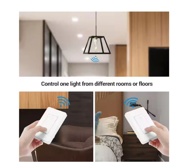 DEWENWILS 120V Remote Control Light Bulb Socket Wall Switch 2+1 White - Image 2 of 4