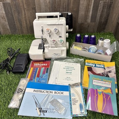 Janome MyLock 134D Serger Sewing Machine Lot Books Tools Thread