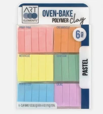 Sculpey Baking Clay Art Elements 6 -1oz Oven-Bake Polymer Clay, Pastel 6 ounces