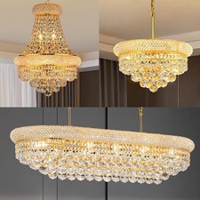 10-Light Modern Empire Crystal Chandelier with Adjustable Chain for High Ceiling