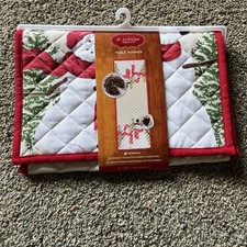 St. Nicholas Square Yuletide Quilted Runner Snowmen Size 13 x 36 New w/ Tags