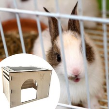 Image of Wooden Rabbit House Spacious Decor Easy to Assemble Hideaway Hut with Multiple