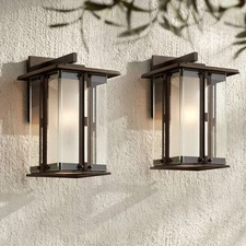 Franklin Iron Fallbrook 11 3/4" Bronze Outdoor Wall Lights Set of 2