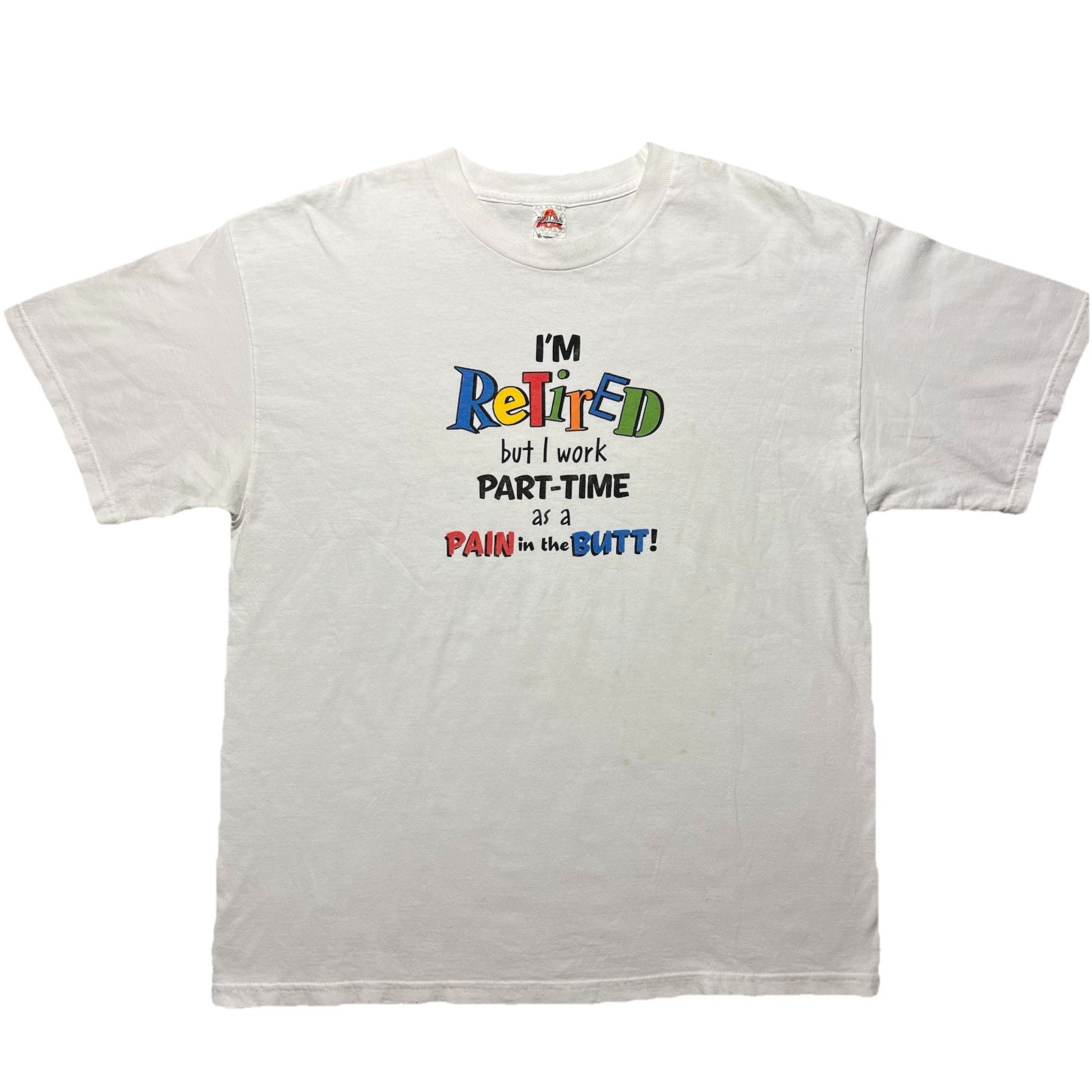 Vintage Y2K Retired Humor T Shirt Mens XL White Funny Graphic