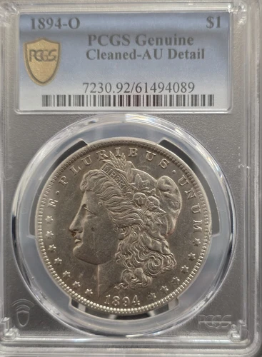 1894 O MORGAN SILVER DOLLAR PCGS-Gold Shield Authentic AU+++ Detail Free Ship!