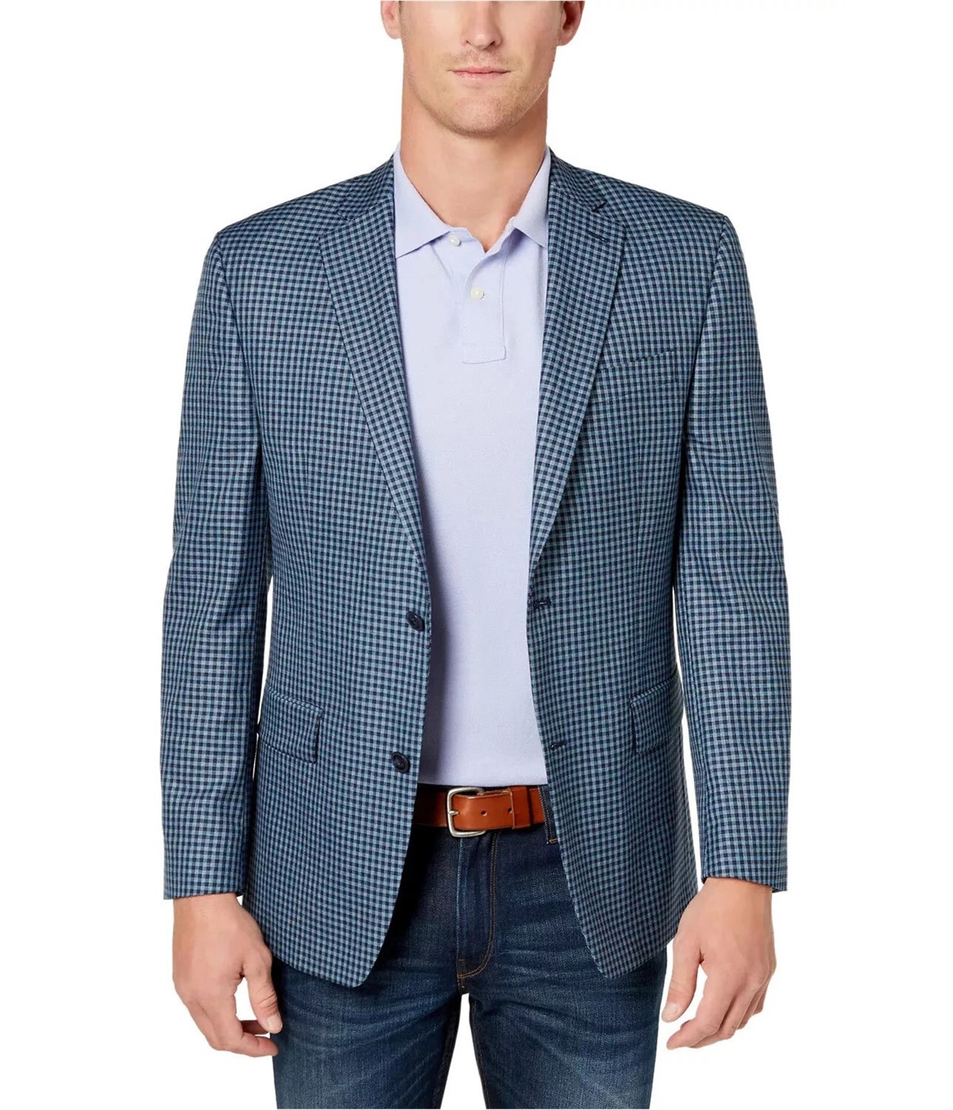 Michael Kors Mens Modern Fit Two Button Blazer Jacket Blue 40 Regular 24690₽