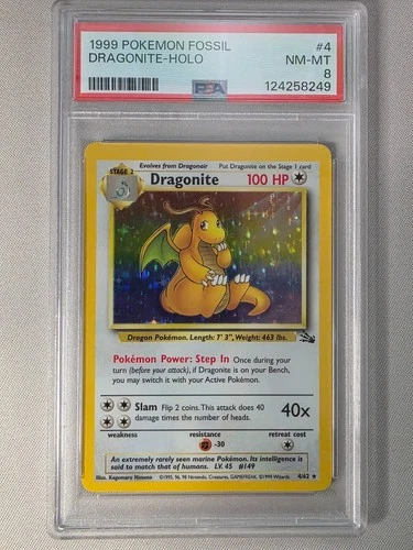 Dragonite Holo 1999 Pokémon Fossil Set #4 PSA 8 NM-MT – Vintage WOTC