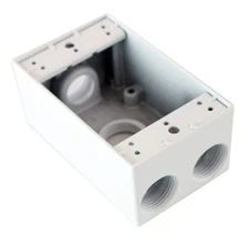 PASS & SEYMOUR WPB34-W WEATHERPROOF ELECTRICAL BOX, (4) 3/4" HOLES, WHITE