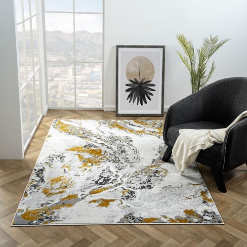 Abstract Marble Gold 2X3 Area Rug