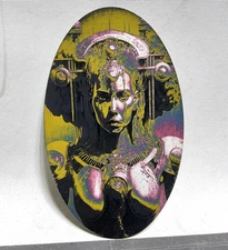 3x5 Laser cyborg ai pinup warrior girl digital print art fantasy scifi cyberpunk