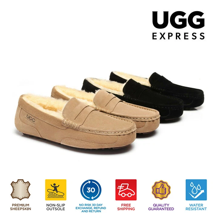 AUSTRALIAN SHEPHERD® UGG Men Moccasins Sheepskin Loafers Water Resistant Nonslip