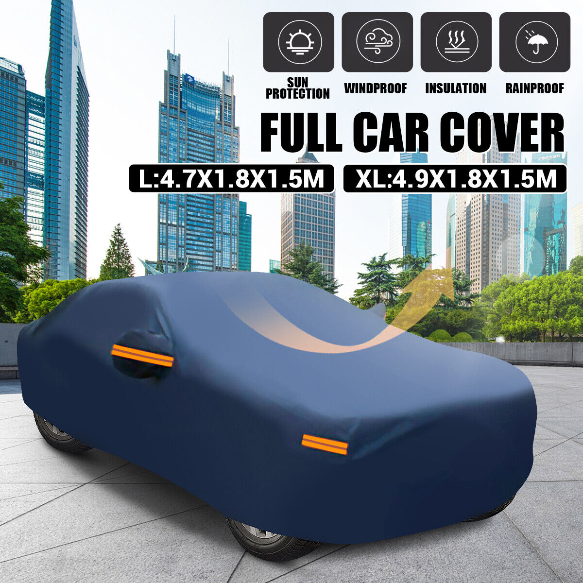 L/XL Universal Car Cover Full Coverage Rain Frost Dust UV Protection Waterproof 