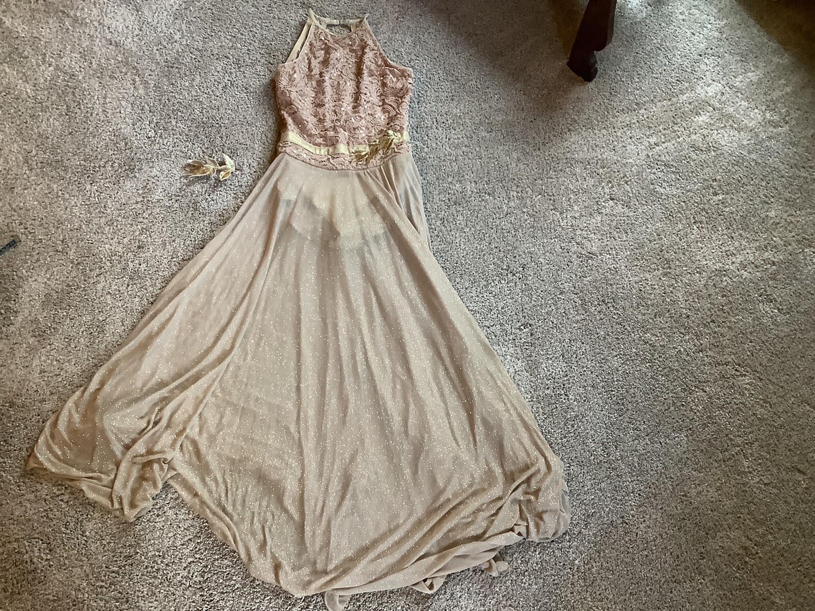 Dance Costume Gold Dress Long Formal Gown By Revoluti… Gem