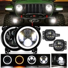 Auxbeam 9 Led Headlights Hi-lo Drl Fog Lights For Jeep Wrangler Jl 2018-2023