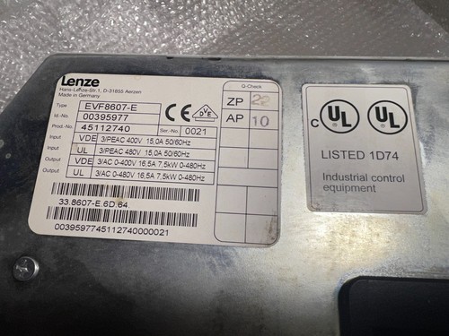 Lenze EVF8607-E número de identificación 00395977 - Imagen 3 de 6