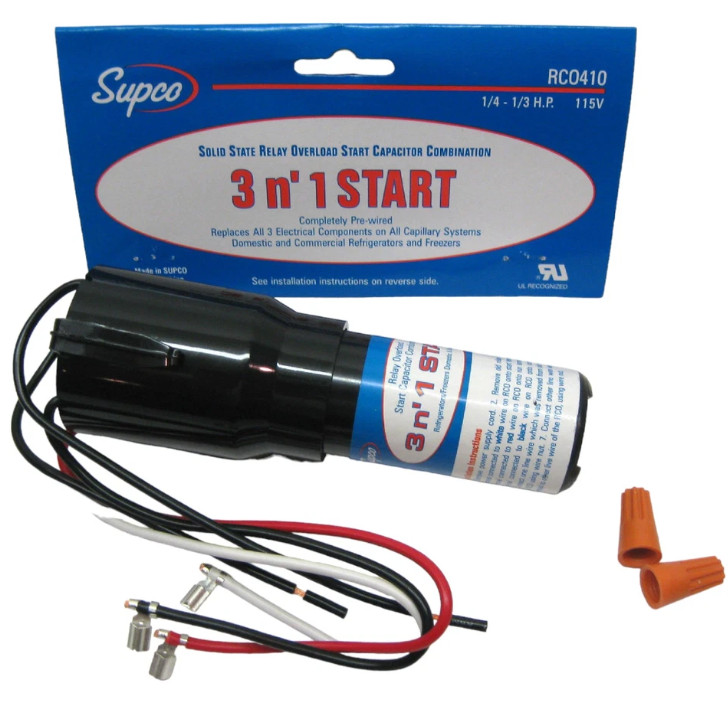 SUPCO RC0410 3-in-1 Start Relay Overload Capacitor 115V 1/4&ndash;1/3 HP Fridge