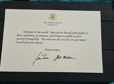 BIDEN WHITE HOUSE OFFICIAL BABY WELCOME CARD DEMOCRAT SIGNED JOE GOLD EAGLE Rare