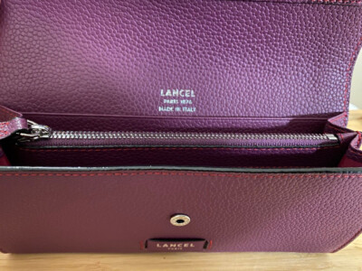 LANCEL Paris Slim Flap Wallet Portmonnaie NP 210 Lila Cardinal Damen Geldbörse 