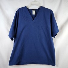 Cherokee Workwear Scrub Top Women's Large Navy Blue V-Neck Pocket On Chest Only