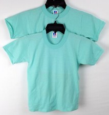 VINTAGE Russell Athletic Youth S Ice Green T-Shirts - Lot of 2