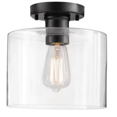 Hampton Bay Westbrook 8 in. 1-Light Matte Black Flush Mount HM20200716-2