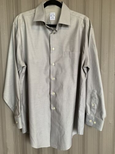 Pronto Uomo Gray Silver Long Sleeve Button Down Dress Shirt Mens Size 16.5 32/33 - Picture 1 of 9