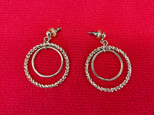 Large Double Hoop Gold Tone Earrings