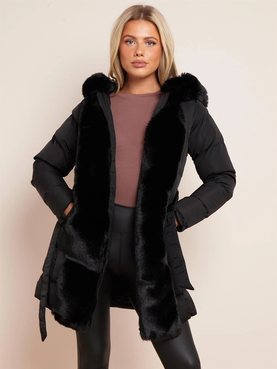 Faux fur winter jacket cheap womens