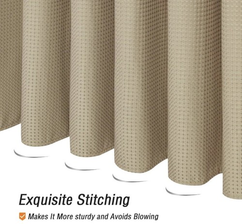 Gibelle Lavender Shower Curtain, Waffle Weave Textured Fabric Shower Curtain for - Picture 5 of 6