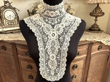 Antique Vintage Lace Collar  *LG High Neck Victorian Edwardian SCHIFFLI GUIPURE