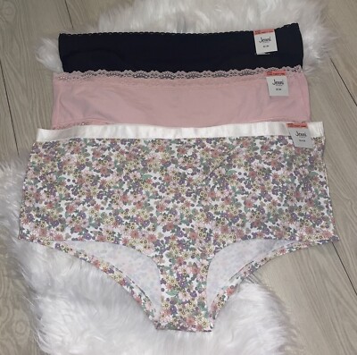 3 Pairs Jenni Cotton Panties Hipster Solid Floral Womens XXXL 3XL