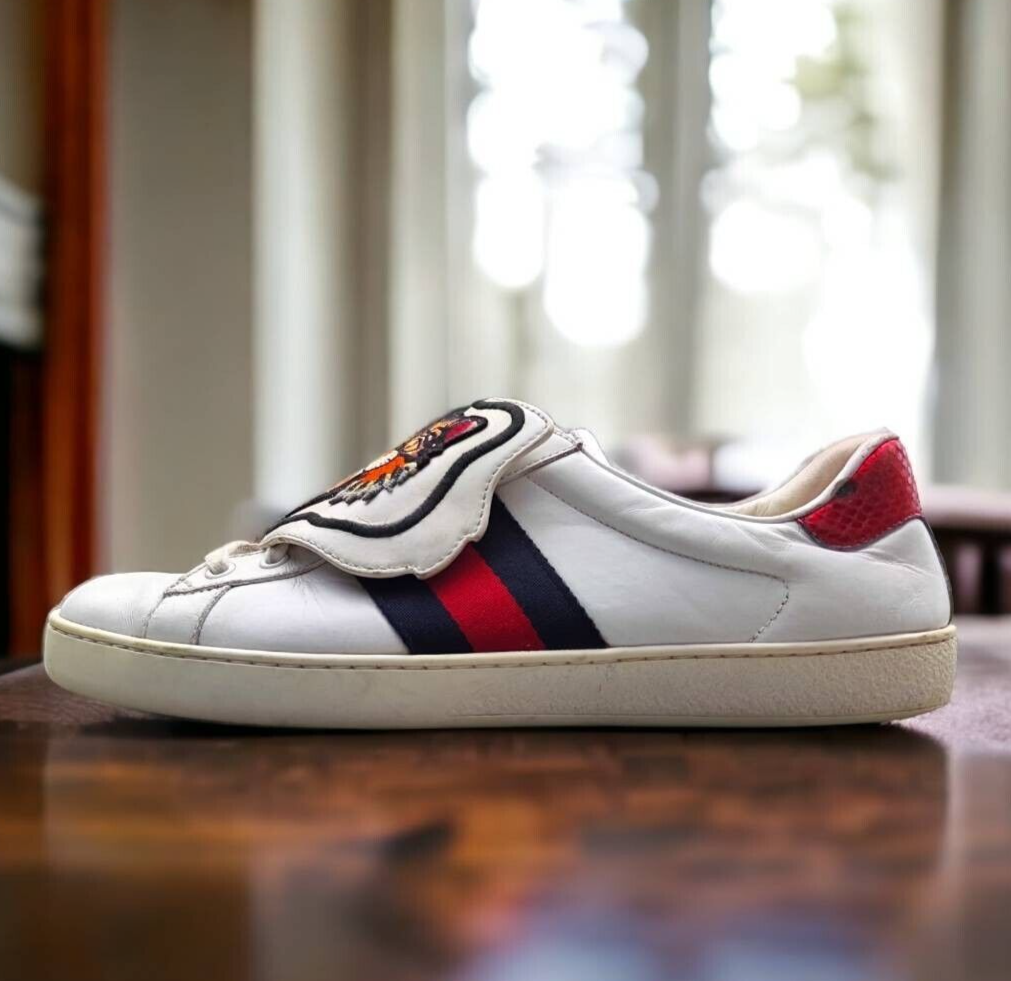 Gucci White Ace Sneakers With Embroidered Angry Cat US10,UK7 ,27