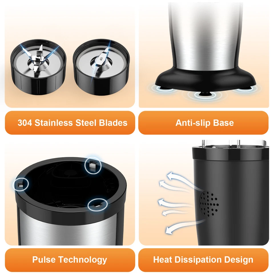 Liquidificador pessoal KOIOS 1000W espremedor shakes temperos molho cozinha  - Imagem 3 de 4