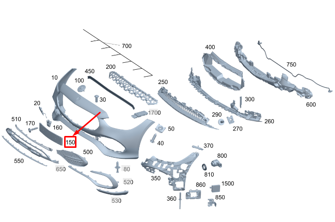 MERCEDES-BENZ C W206 Nummernschildhalter für die vordere Stoßstange A2068803201
