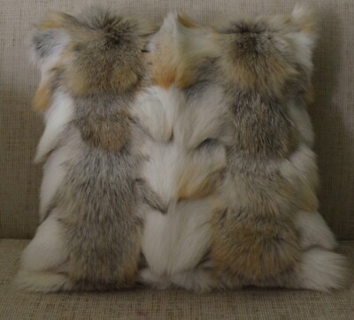 Real Fox Fur pillow Golden Island sections Genuine Authentic