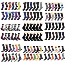 Men's Dress Socks Funky Fashion Casual Cotton 12 Pairs size 10-13