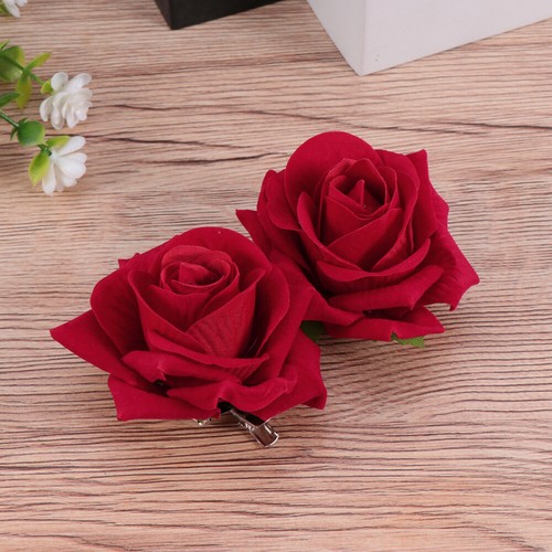 Pinzas para el cabello rosa roja pasadores nupciales flor artificial horquilla tocado - Imagen 1 de 12