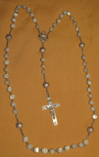 Grande Rosario Antico Xixème Rosario Argento E Perle Di Madreperla Rosario