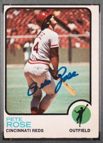 Tarjeta de béisbol firmada por O-Pee-Chee Pete Rose 1973 130 PSA/DNA certificada 10 automática patio Foto 3 de 3