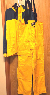 Helly Hanson Heavy Highliner Jacket w/Hidden Hood & Bib-Overalls Medium Unisex