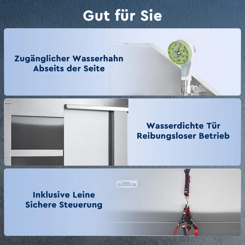 CO-Z 127cm Hunde Badewanne aus Edelstahl Haustiere Pflege Dusche Tierbadewanne - Bild 26 von 29