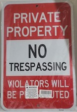 4 Pack Large Private Property No Trespassing Sign, Violators Will Be Prosecut...
