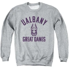 University at Albany Adult Crewneck Sweatshirt One Logo, Athletic Heather,S-3XL