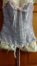 Pink  Blue Corset / Bustier Panty set Size LG NEW Lingerie