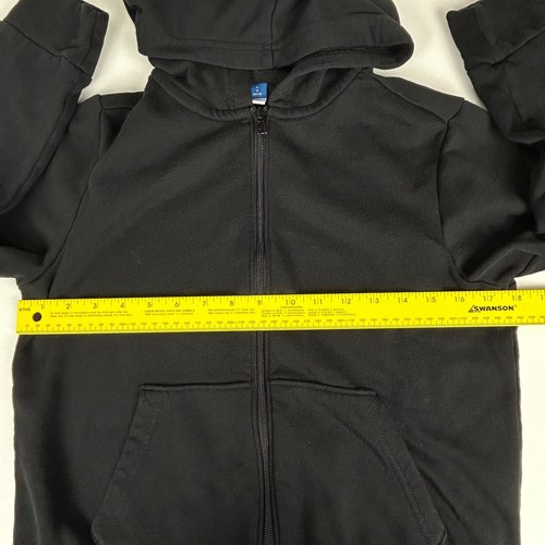 Old Navy Hooded Sweatshirt Large (10-12) Boys Fleece Zip Front Black Jacket - Picture 5 of 9