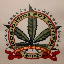 WORLD-WIDE POT FESTIVAL WEED POT LEAF MARIJUANA MARY JANE SHIRT #MJ-26