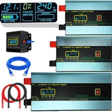YQ Pure Sine Wave Inverter 1500W 2000W 3000W 12V to 240V Converter LCD Remote