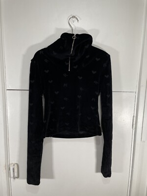 Rotate Birger Christensen Top Monogramm Samt Trichterausschnitt schwarz Größe Small
